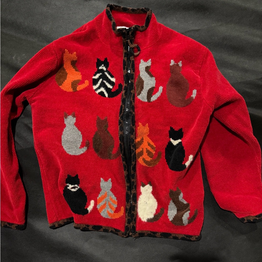 Coldwater Creek Red and Black Sweater